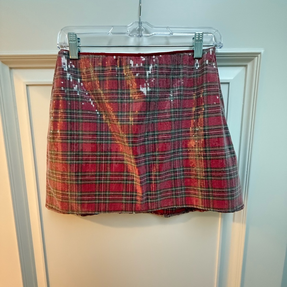 Show Me Your MuMu Sparkling Red Plaid All Night Skort